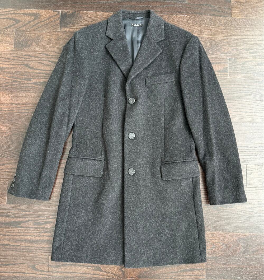 Sisley Charcoal Grey Wool Blend 3-Button Overcoat Topcoat (Size IT 46 / US Small